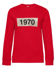 Load image into Gallery viewer, Now Reduced 1970 sweatshirt in Bright Red