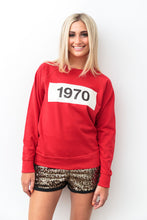 Load image into Gallery viewer, Now Reduced 1970 sweatshirt in Bright Red