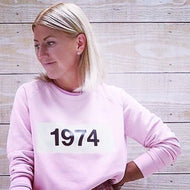 Personalised Year Sweatshirt in Marshmallow Pink