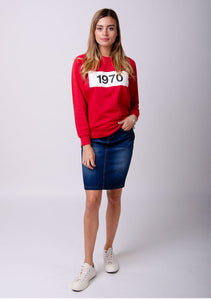 Personalised Year Sweatshirt in Classic Red